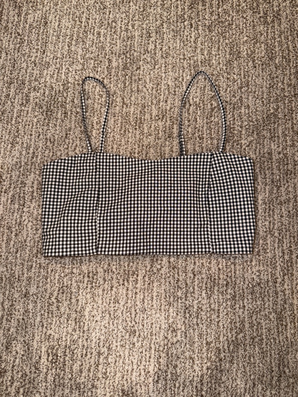 Brandy Melville Black and White Gingham Cropped Cami